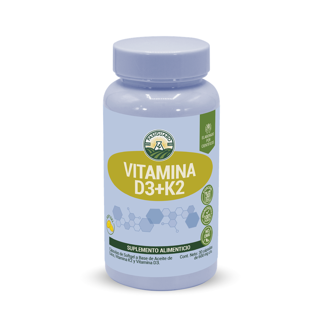 Vitamina D3 + K2 Con Aceite de Coco 30 Cápsulas de 600 mg